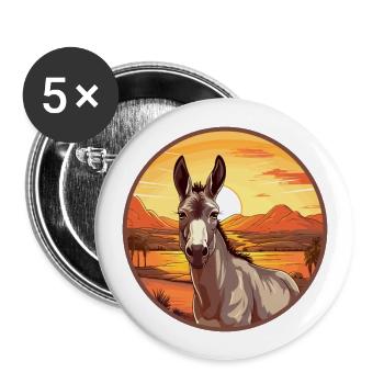 Donkey Colorful Watercolor Cartoon Kawaii Animal - Buttons large 2.2''/56 mm (5-pack) - white - Front