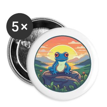 Frosch buntes Aquarell Cartoon Kawaii Tier - Buttons groß 56 mm (5er Pack) - Weiß - Vorne