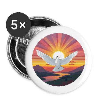 Taube buntes Aquarell Cartoon Kawaii Tier - Buttons groß 56 mm (5er Pack) - Weiß - Vorne