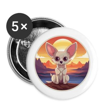 Fennec Fuchs Buntes Aquarell Cartoon Kawaii Haustier - Buttons groß 56 mm (5er Pack) - Weiß - Vorne