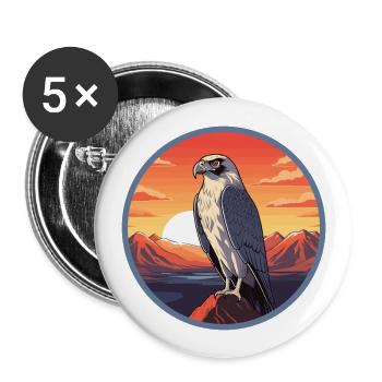 Falcon Colorful Watercolor Cartoon Kawaii Animal - Buttons large 2.2''/56 mm (5-pack) - white - Front