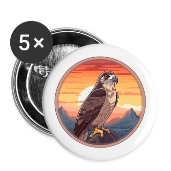 Hawk Colorful Watercolor Cartoon Kawaii Animal - Buttons large 2.2''/56 mm (5-pack) - white - Front