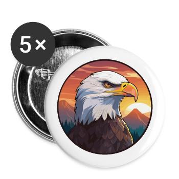 Adler Buntes Aquarell Cartoon Kawaii Tier - Buttons groß 56 mm (5er Pack) - Weiß - Vorne