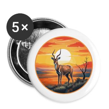 Impala Buntes Aquarell Cartoon Kawaii Tier - Buttons groß 56 mm (5er Pack) - Weiß - Vorne