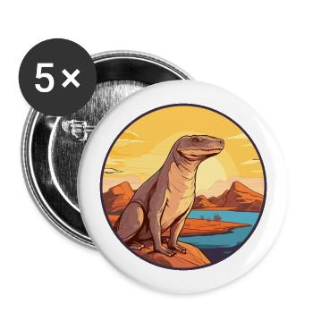Komodowaran Bunte Aquarell-Karikatur Kawaii - Buttons groß 56 mm (5er Pack) - Weiß - Vorne