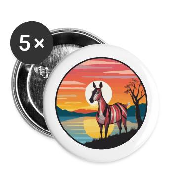 Okapi Colorful Watercolor Cartoon Kawaii Animal - Buttons large 2.2''/56 mm (5-pack) - white - Front
