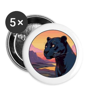 Panthère Aquarelle Colorée Dessin Animé Kawaii Animal - Lot de 5 grands badges (56 mm) - blanc - Devant