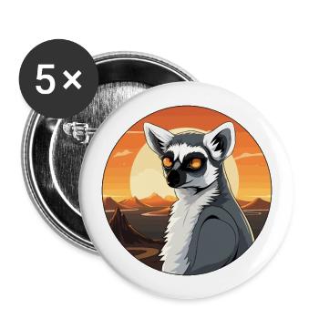 Lemur Colorful Watercolor Cartoon Kawaii Animal - Buttons large 2.2''/56 mm (5-pack) - white - Front