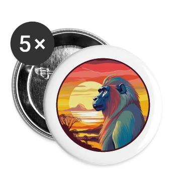 Mandrill Colorful Watercolor Cartoon Kawaii Animal - Buttons large 2.2''/56 mm (5-pack) - white - Front