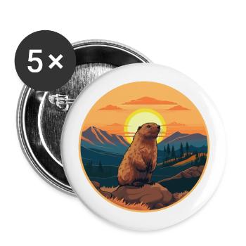 Marmotte Aquarelle colorée Cartoon Kawaii Pet - Lot de 5 grands badges (56 mm) - blanc - Devant