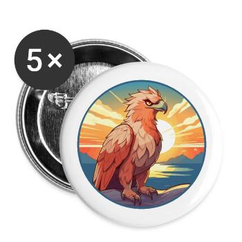 Griffon Aquarelle Colorée Dessin Animé Kawaii Animal - Lot de 5 grands badges (56 mm) - blanc - Devant