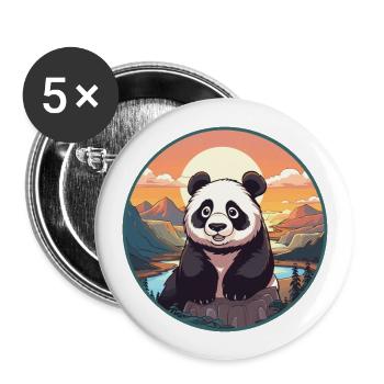 Panda Colorful Watercolor Cartoon Kawaii Animal - Buttons large 2.2''/56 mm (5-pack) - white - Front