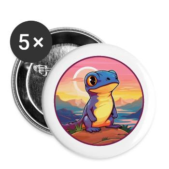 Salamandre Aquarelle Colorée Dessin Animé Kawaii Pet - Lot de 5 grands badges (56 mm) - blanc - Devant