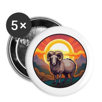 Ram Colorful Watercolor Cartoon Kawaii Animal - Buttons large 2.2''/56 mm (5-pack) - white - Front