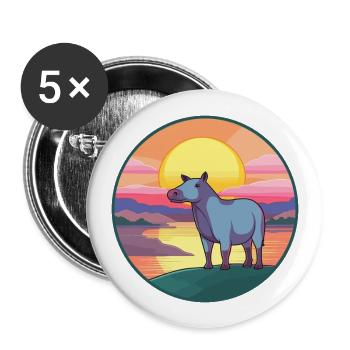 Tapir Colorful Watercolor Cartoon Kawaii Animal - Buttons large 2.2''/56 mm (5-pack) - white - Front