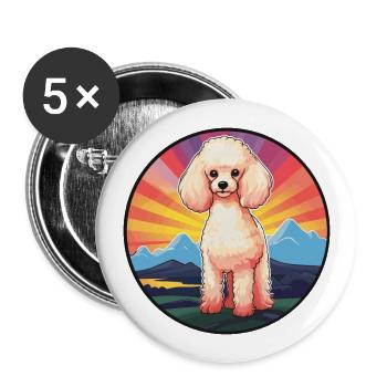 Poodle Dog Colorful Watercolor Cartoon Kawaii Pet - Buttons large 2.2''/56 mm (5-pack) - white - Front