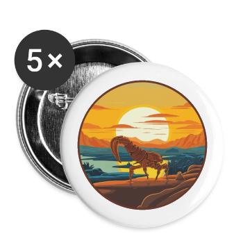Scorpion Colorful Watercolor Cartoon Kawaii Animal - Buttons large 2.2''/56 mm (5-pack) - white - Front
