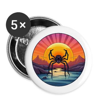 Araignée Aquarelle Colorée Dessin Animé Kawaii Animal - Lot de 5 grands badges (56 mm) - blanc - Devant