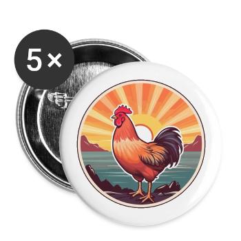 Poule Aquarelle Colorée Dessin Animé Kawaii Animal - Lot de 5 grands badges (56 mm) - blanc - Devant
