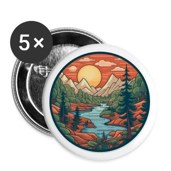 Cooles Wanderer Motiv - Wandern in den Bergen - Buttons groß 56 mm (5er Pack) - Weiß - Vorne