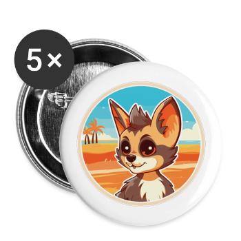 Aardwolf Aquarelle Cartoon Kawaii Clipart Animal - Lot de 5 grands badges (56 mm) - blanc - Devant