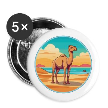Camel Watercolor Cartoon Kawaii Clipart Animal - Buttons large 2.2''/56 mm (5-pack) - white - Front