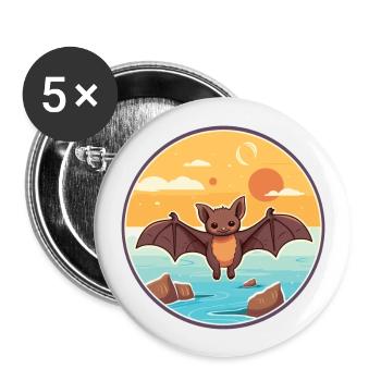 Fledermaus Aquarell Cartoon Kawaii Clipart Tier - Buttons groß 56 mm (5er Pack) - Weiß - Vorne