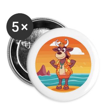 Bongo Watercolor Cartoon Kawaii Clipart Animal - Buttons large 2.2''/56 mm (5-pack) - white - Front