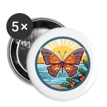 Papillon aquarelle dessin animé Kawaii Clipart Animal - Lot de 5 grands badges (56 mm) - blanc - Devant