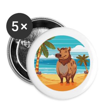 Boar Watercolor Cartoon Kawaii Clipart Animal - Buttons large 2.2''/56 mm (5-pack) - white - Front