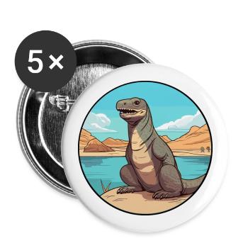 Komodowaran Aquarell Cartoon Kawaii Tier - Buttons groß 56 mm (5er Pack) - Weiß - Vorne