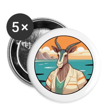 Oryx Aquarelle Dessin Animé Kawaii Clipart Animal - Lot de 5 grands badges (56 mm) - blanc - Devant