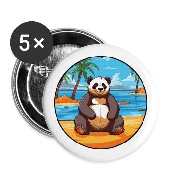 Panda Aquarell Karikatur Kawaii Clipart Tier - Buttons groß 56 mm (5er Pack) - Weiß - Vorne