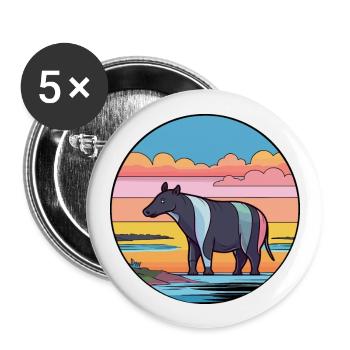 Tapir Watercolor Cartoon Kawaii Clipart Animal - Buttons large 2.2''/56 mm (5-pack) - white - Front