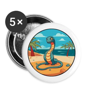 Snake Watercolor Cartoon Kawaii Clipart Animal - Buttons large 2.2''/56 mm (5-pack) - white - Front