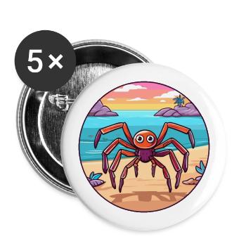 araignée aquarelle dessin animé Kawaii Clipart Animal - Lot de 5 grands badges (56 mm) - blanc - Devant