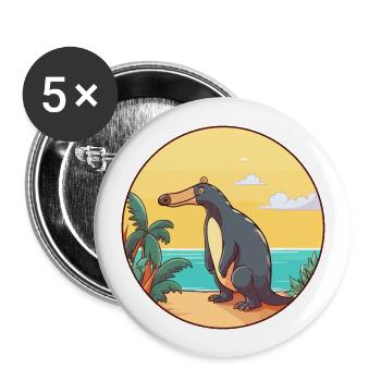 Anteater Watercolor Cartoon Kawaii Clipart Animal - Buttons large 2.2''/56 mm (5-pack) - white - Front