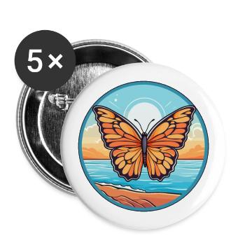 Papillon aquarelle dessin animé Kawaii Clipart Animal - Lot de 5 grands badges (56 mm) - blanc - Devant