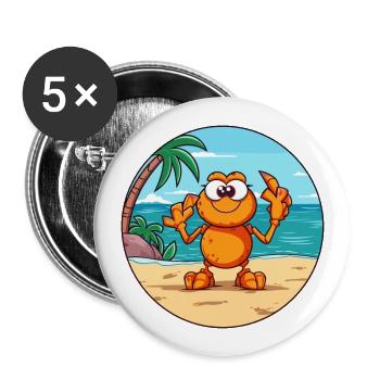 Craw aquarelle dessin animé Kawaii Clipart Animal - Lot de 5 grands badges (56 mm) - blanc - Devant