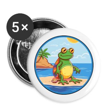 Frosch Aquarell Cartoon Kawaii Clipart Tier - Buttons groß 56 mm (5er Pack) - Weiß - Vorne