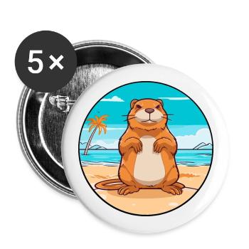 Gopher Aquarell Cartoon Kawaii Clipart Tier - Buttons groß 56 mm (5er Pack) - Weiß - Vorne