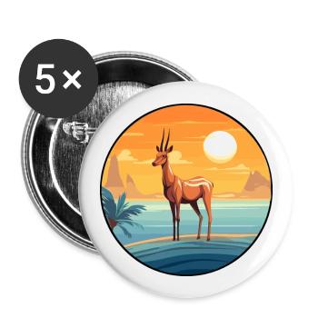 Impala Aquarell Karikatur Kawaii Clipart Tier - Buttons groß 56 mm (5er Pack) - Weiß - Vorne