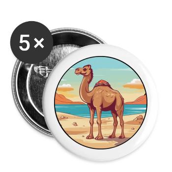 Camel Watercolor Cartoon Kawaii Clipart Animal - Buttons large 2.2''/56 mm (5-pack) - white - Front