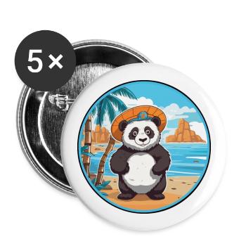 Panda Aquarell Karikatur Kawaii Clipart Tier - Buttons groß 56 mm (5er Pack) - Weiß - Vorne