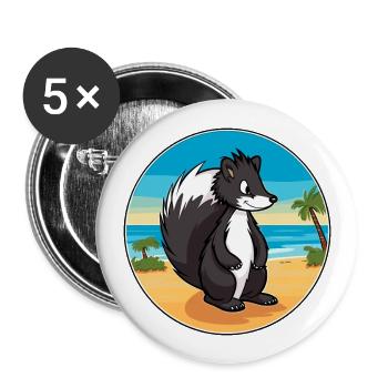 Skunk aquarelle dessin animé Kawaii Clipart Animal - Lot de 5 grands badges (56 mm) - blanc - Devant