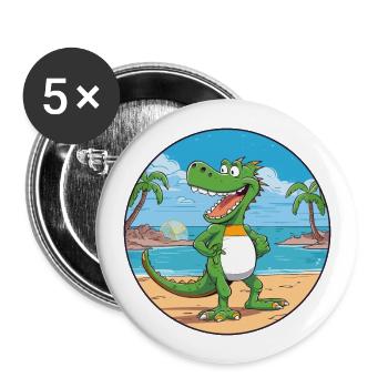 Crocodile Watercolor Cartoon Kawaii Clipart Animal - Buttons large 2.2''/56 mm (5-pack) - white - Front