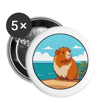 Guinea Pig Watercolor Cartoon Kawaii Clipart Pet - Buttons large 2.2''/56 mm (5-pack) - white - Front