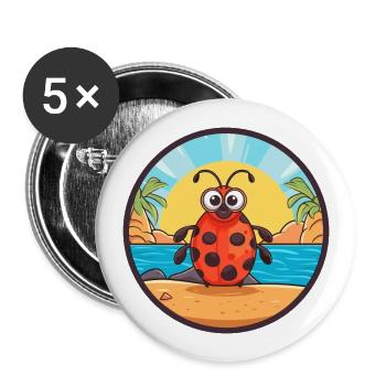 Ladybug Watercolor Cartoon Kawaii Clipart Animal - Buttons large 2.2''/56 mm (5-pack) - white - Front
