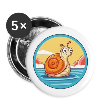 Schnecke Aquarell Cartoon Kawaii Clipart Tier - Buttons groß 56 mm (5er Pack) - Weiß - Vorne