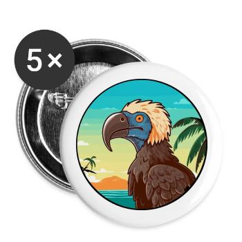 vautour aquarelle dessin animé Kawaii Clipart Animal - Lot de 5 grands badges (56 mm) - blanc - Devant